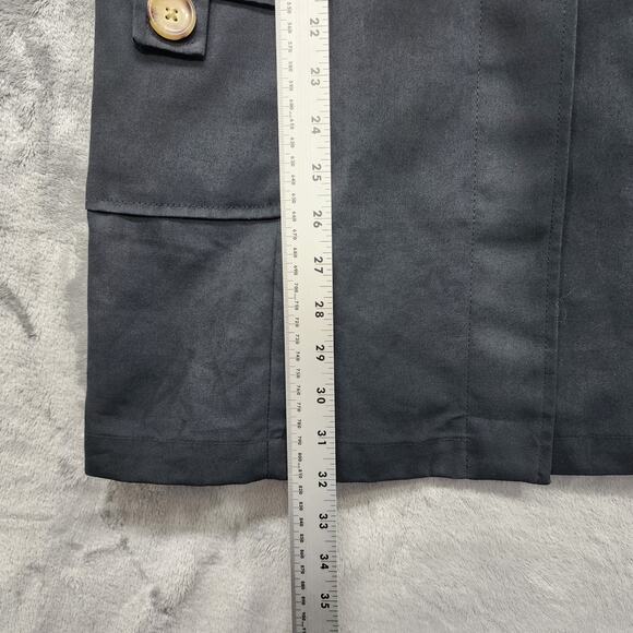 Vintage Y2K Old Navy Jacket Womens M Black Button Front Trench Long-Line Classic - Picture 12 of 13